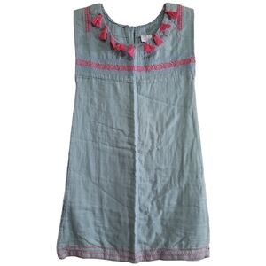Mer St. Barth Cotton Embroidered Tassel Dress Small Natural Breathable